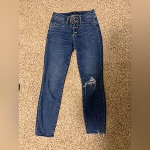 J. Crew Mid Rise Distressed Blue Jeans